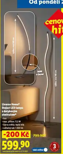 Lidl Livarno home stojací led lampa s dotykovým stmívačem nabídka