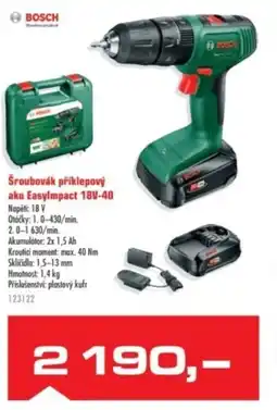 Uni Hobby BOSCH Šroubovák příklepový aku Easylmpact 18V-40 nabídka