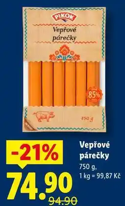 Lidl Vepřové párečky, 750 g nabídka