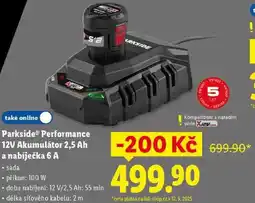 Lidl Parkside Performance 12V Akumulátor 2,5 Ah a nabíječka 6 A nabídka