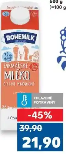 Kaufland BOHEMILK Farmářské mléko nabídka