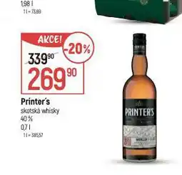 Globus Printer's scotch whisky nabídka