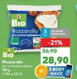 Kaufland Mozzarella sýr ve slaném nálevu nabídka