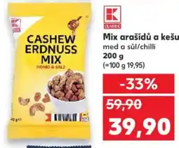 Kaufland Mix arašídů a kešu med a sůl/chilli nabídka