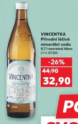 Kaufland VINCENTKA Přírodní léčivá minerální voda nabídka