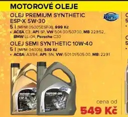 Auto Kelly Motorové oleje olej premium synthetic esp-x 5w-30 nabídka
