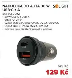 Auto Kelly Solight nabíječka do auta 30 w USB-V + A nabídka
