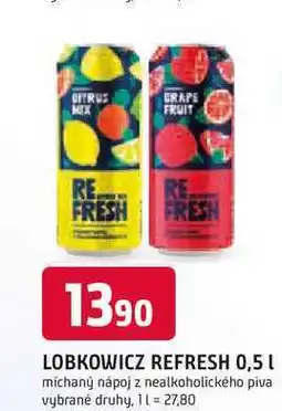 Trefa LOBKOWICZ REFRESH 0,5l míchaný nápoj z nealkoholického piva nabídka
