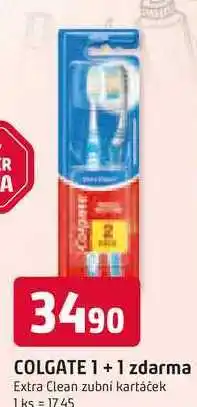 Trefa COLGATE 1+1 zdarma Extra Clean zubní kartáček nabídka
