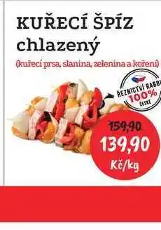 RABBIT řeznictví KUŘECÍ ŠPÍZ chlazený (kuřecí prsa, slanina, zelenina a koření) 1kg nabídka