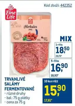 Makro TRVANLIVÉ SALÁMY FERMENTOVANÉ nabídka