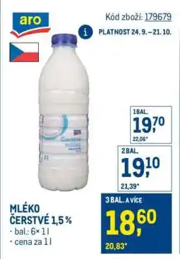 Makro Mléko čerstvé 1,5 % nabídka