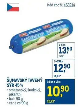 Makro ŠUMAVSKÝ TAVENÝ SÝR 45 % nabídka