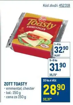 Makro Zott Toasty nabídka