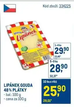Makro Lipánek Gouda 48% plátky nabídka