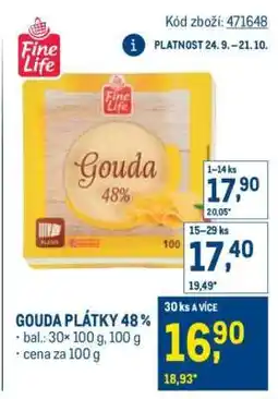 Makro Gouda plátky 48 % nabídka