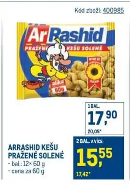 Makro ArRashid kešu pražené solené nabídka