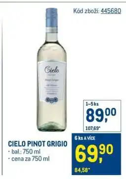 Makro CIELO PINOT GRIGIO nabídka