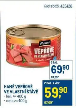 Makro Hamé Vepřové ve vlastní šťávě nabídka