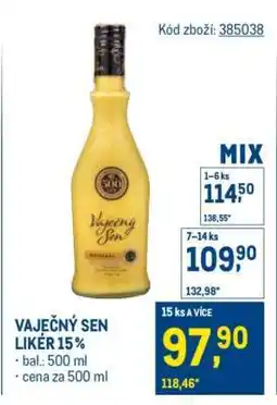 Makro Vaječný Sen Likér 15 % nabídka