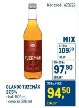 Makro OLANDO TUZEMÁK 37,5 % nabídka