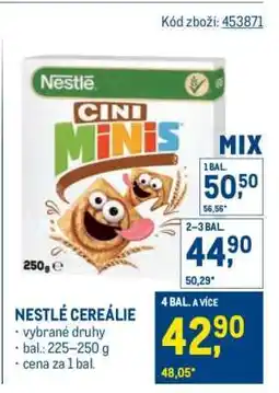 Makro Nestlé cereálie nabídka