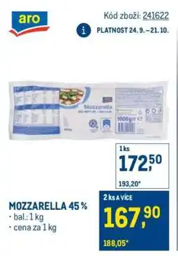 Makro Mozzarella 45 % nabídka