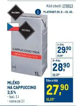 Makro MLÉKO NA CAPPUCCINO 3,5% nabídka