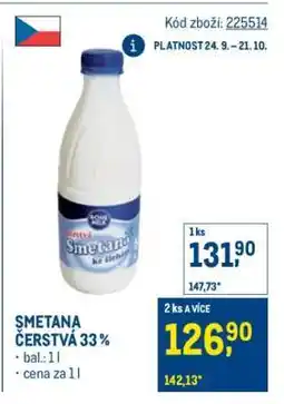 Makro SMETANA ČERSTVÁ 33 % nabídka