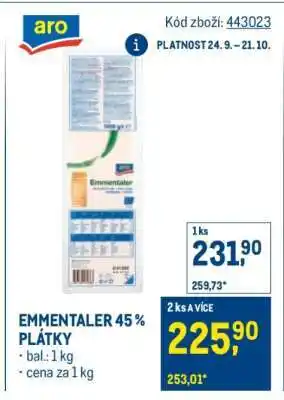 Makro Emmentaler 45 % plátky nabídka