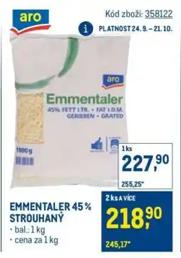 Makro Emmentaler 45 % strouhaný nabídka