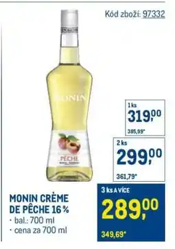 Makro MONIN CRÈME DE PÊCHE 16 % nabídka