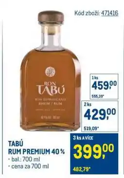 Makro TABU RUM PREMIUM 40 % nabídka