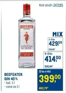 Makro Beefeater Gin 40 % nabídka