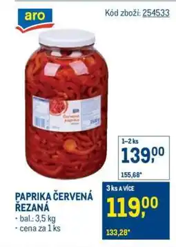 Makro Paprika červená řezaná nabídka