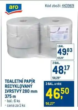 Makro TOALETNÍ PAPÍR RECYKLOVANÝ 1VRSTVÝ 280 mm nabídka