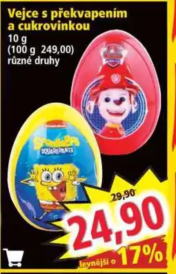 Norma Vejce s překvapením a cukrovinkou nabídka