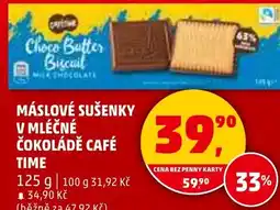 Penny Market Máslové sušenky v mléčné čokoládě café time nabídka