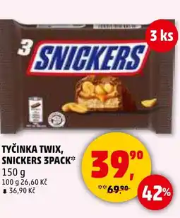 Penny Market Tyčinka twix, snickers 3pack nabídka