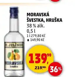 Penny Market Moravská švestka, hruška 38% alk. nabídka