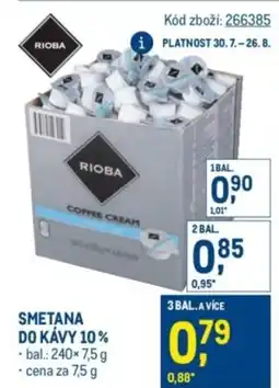 Makro RIOBA Smetana do kávy 10% nabídka