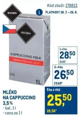 Makro RIOBA Mléko na cappuccino 3,5% nabídka
