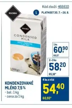 Makro RIOBA Kondenzované mléko 7,5% nabídka