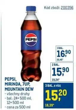 Makro PEPSI, MIRINDA, 7UP, MOUNTAIN DEW nabídka