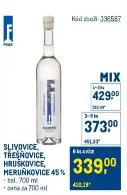 Makro Slivovice, Trešňovice, hruškovice, meruňkovice 45% nabídka