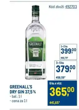Makro Greenall's Dry gin 37,5% nabídka