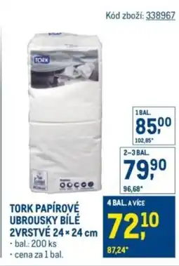 Makro Tork papírové ubrousky bílé 2vrstvé nabídka