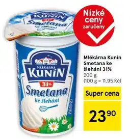 Tesco Mlékárna Kunín Smetana ke šlehání 31% nabídka