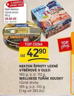 Flop NEKTON ŠPROTY UZENÉ VÝBĚROVÉ V OLEJI 160 g. p. p. 112 g nabídka
