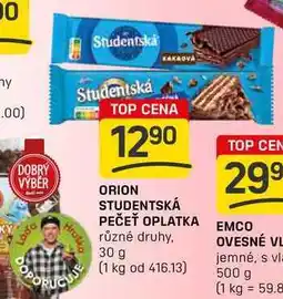 Flop ORION STUDENTSKÁ PEČEŤ OPLATKA různé druhy, 30 g nabídka